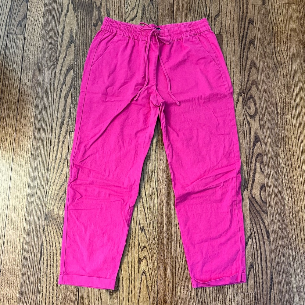 Vibrant Pink Cropped Linen Pants